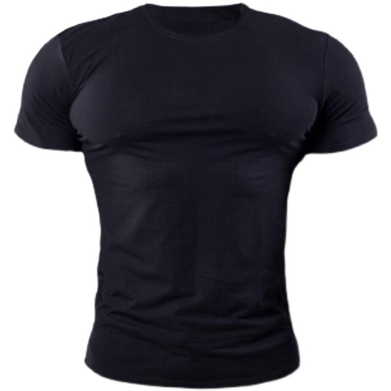 Oversized T-shirt Slim Tees Stretch Shirts Muscle Pullover Casual Undies Half Sleeve Overshirt Solid Color Top Men Clothing