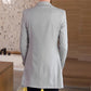 Men Business Suit V-neck Solid Color Coat Slim Windbreaker Casual Trend Parka Long Spring