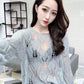 Hollow Women's Sweater Sexy Net Shirt Loose Lazy Wind Bottoming Shirt Ripped Knit Sweater Women's Sunscreen Shirt Sexy Perspective Dress