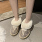 Snow Boots Women's Fur One Low Cut Plus Velvet Thickened Non-slip Wool Cotton Boots Winter Warm Cotton Shoes