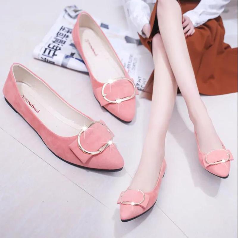 Pointed Toe Single Shoes All-match Square Buckle Women's Shoes Flat Heel Flat Shallow Mouth Comfortable Casual Women's Shoes Work Shoes