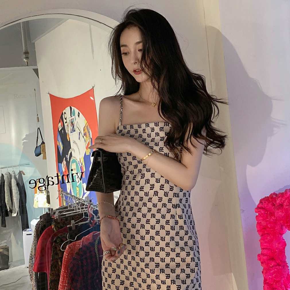 Women's Summer Design High End Open Back Show Thin Suspender Sexy Crowd Dress