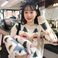 Autumn and Winter Imitation Velvet Printed Christmas Sweater Female Loose Head Sweet Sweater