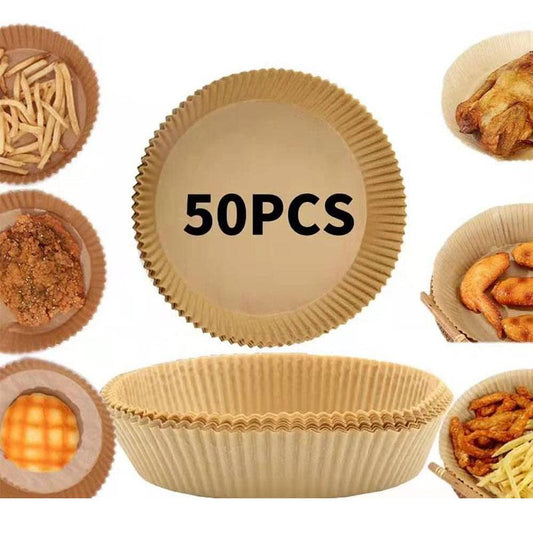 50PCS Air Fryer Liners,Air Fryer Disposable Paper Liner, Non-stick Disposable Baking Paper for Air Fryer Oil-proof