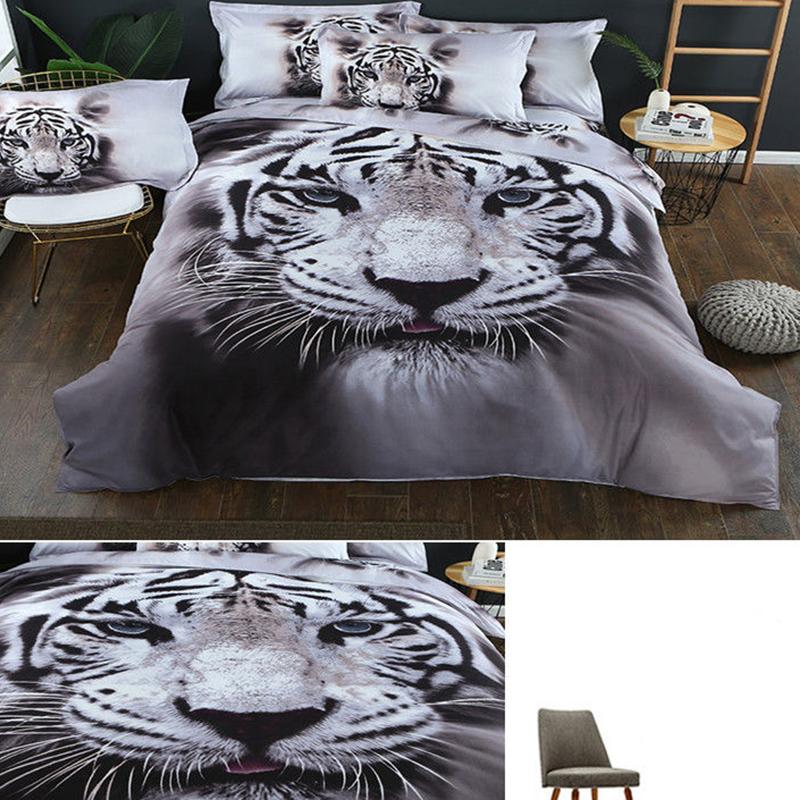 3D Three-dimensional Domineering Tiger Animal Four-piece Skin-friendly Cotton Bedding Student Duvet Cover Sheet