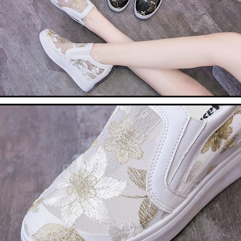 Increase Women's Cloth Shoes In Spring and Summer Hollow Embroidery Women's Single Shoes Casual Net Shoes