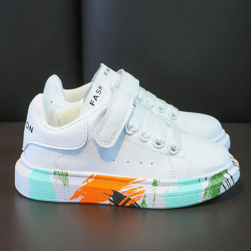 3-12 Children's Board Shoes Leather Baby Sports Shoes Spring and Autumn Girls Low-top Casual Shoes Boys Waterproof Single Shoes