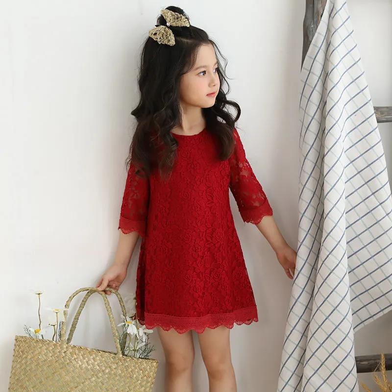 Girls' Lace Dress Children's Korean Style Princess Lace Skirts Dress Skirts Children's Dress