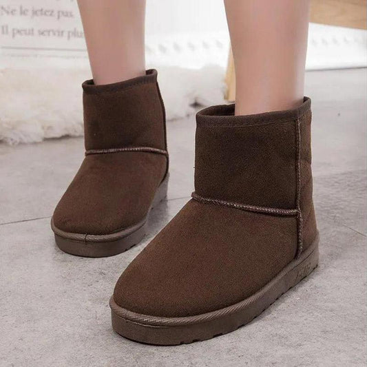 Autumn and Winter Fleece Snow Boots Women's Short Boots Thick Non-slip Short Boots Flat Warm Cotton Shoes