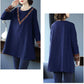 Women's Fashion Casual Tops Splicing Ethnic style Long Sleeve Ladies Loose O-Neck Sweatshirt Pullovers
