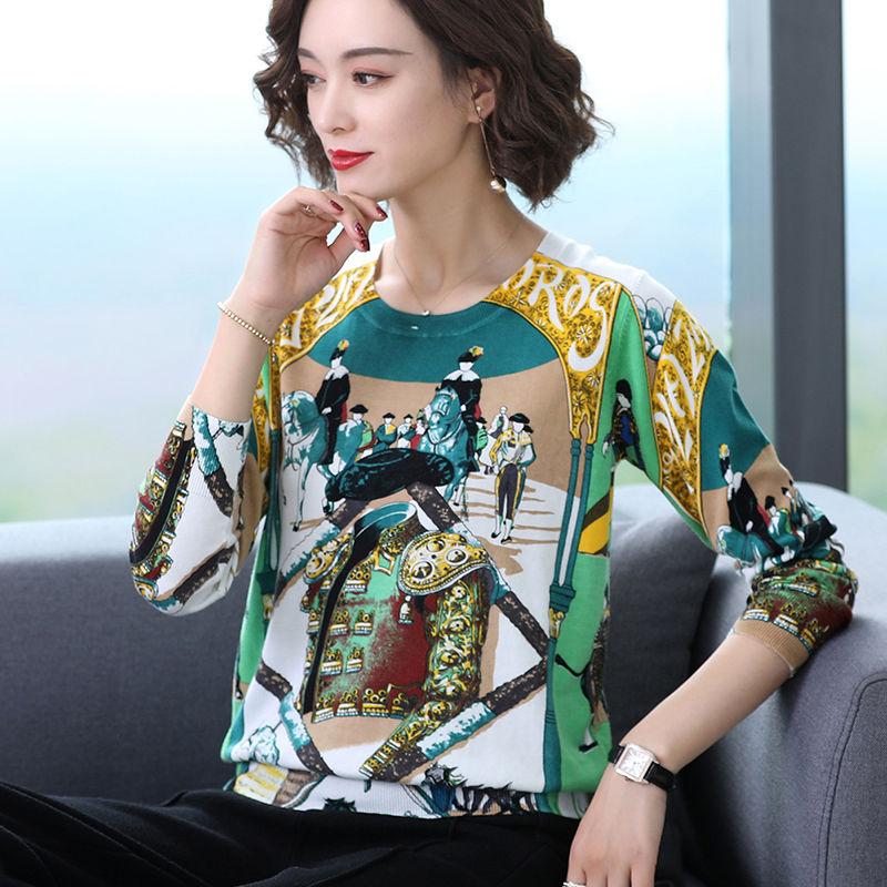 Autumn Winter Pullover Woolen Sweater Women High-end Loose Knitted Sweaters Jumpers Female Soft Cartoon Print Cashmere Sweater