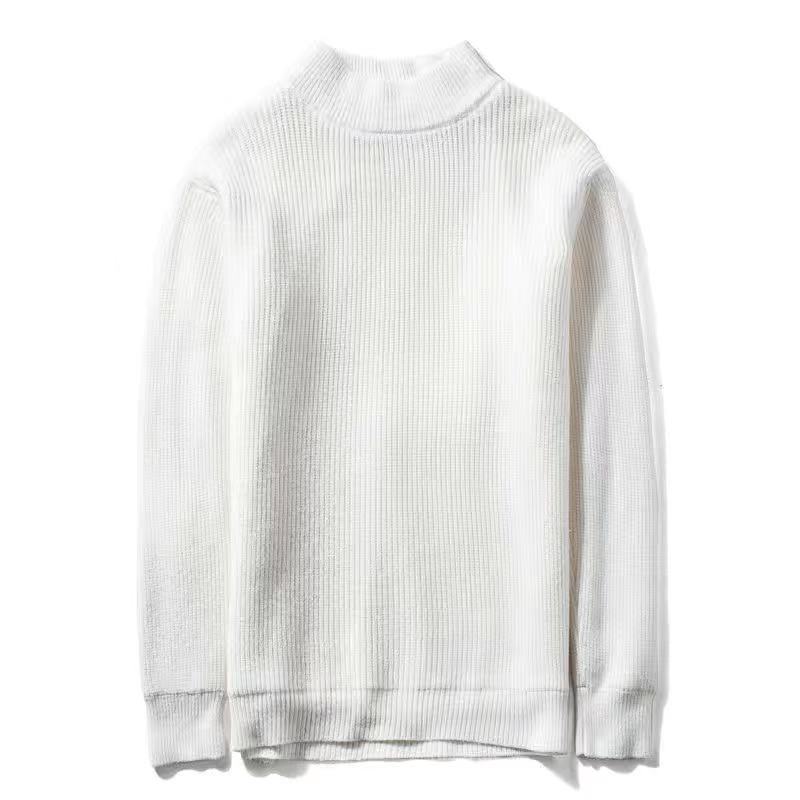 Autumn and Winter Men's Sweaters Round Neck Warm Knit Sweater Men's Half Turtleneck Sweater