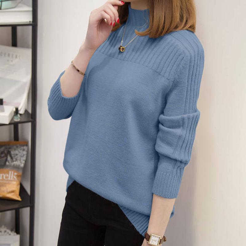 Sweater Women Autumn Winter Hedging Short Half-high Collar Thick Slim Knitted Bottoming