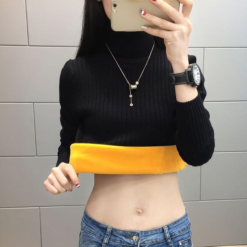 Pofulove Plus Cashmere Thick Turtleneck Sweater Schoolgirl Slim Bottoming Shirt Autumn Winter Knit