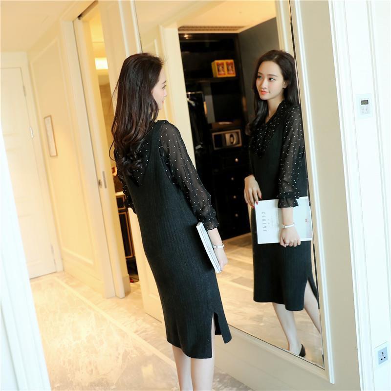 Spring and Autumn Loose Sleeveless Vest Pullover V-neck Mid-length Suspender Skirt Fashion Simple Female Suspender Skirt