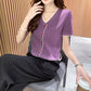 Summer Short Sleeve Women's Solid Color V-neck T-shirt