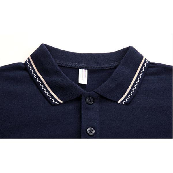 Spring and Autumn Middle-aged Aged Men's Printed Lapel Polo Shirt Loose T-Shirt Top Long Sleeve Shirt Bottoming Shirt