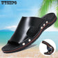 Pair of Shoes Men Hand-stitched Outdoor Closed Toe Leather Sandals Summer Beach Slippers
