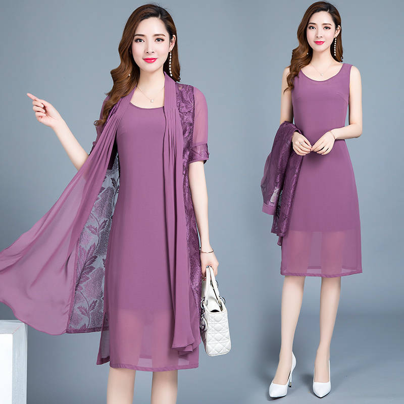 Two-piece Dress Women Mid-length Chiffon Suit Skirt Lightweight and High Quality