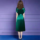 Plus Size S-XXXXXL Summer Mid-length Silky Satin Ladies Dress Short-sleeved Over-the-knee Dress Free Belts of The Same Color