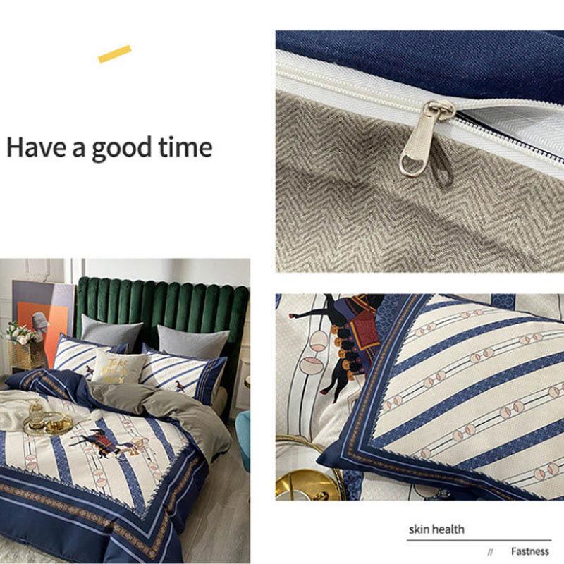 Thickened Grinding Long Velvet Wool Twill Four-piece Printing Palace Wind Cotton Is Sleeled Bed Single Tribute Cotton Home Bed Set 1.8 M 2 Meter Bed