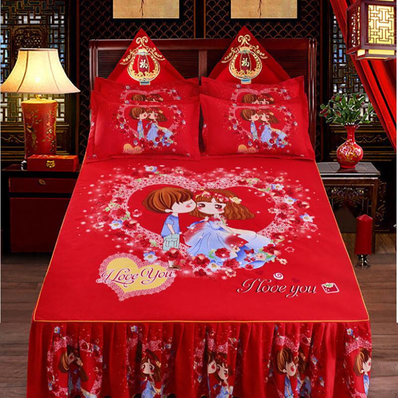 Dust-proof Simmons Protective Sleeve Twill Sanding Bed Skirt Anti-slip Bedspread Thicken Korean Wedding Bed Cover Bed Sheet