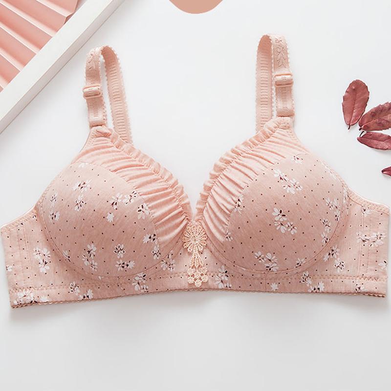 Sexy Printed Bra Without Steel Ring Underwear Gathered Comfortable Breathable Bra Girl Jacquard Bra Female