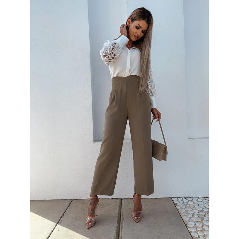 Elegant Long Sleeve Shirts Women Lapel Button Office Lady Top White Women's Sexy Embroidery Hollow Out Lace Blouse Streetwear Temperament Summer Top