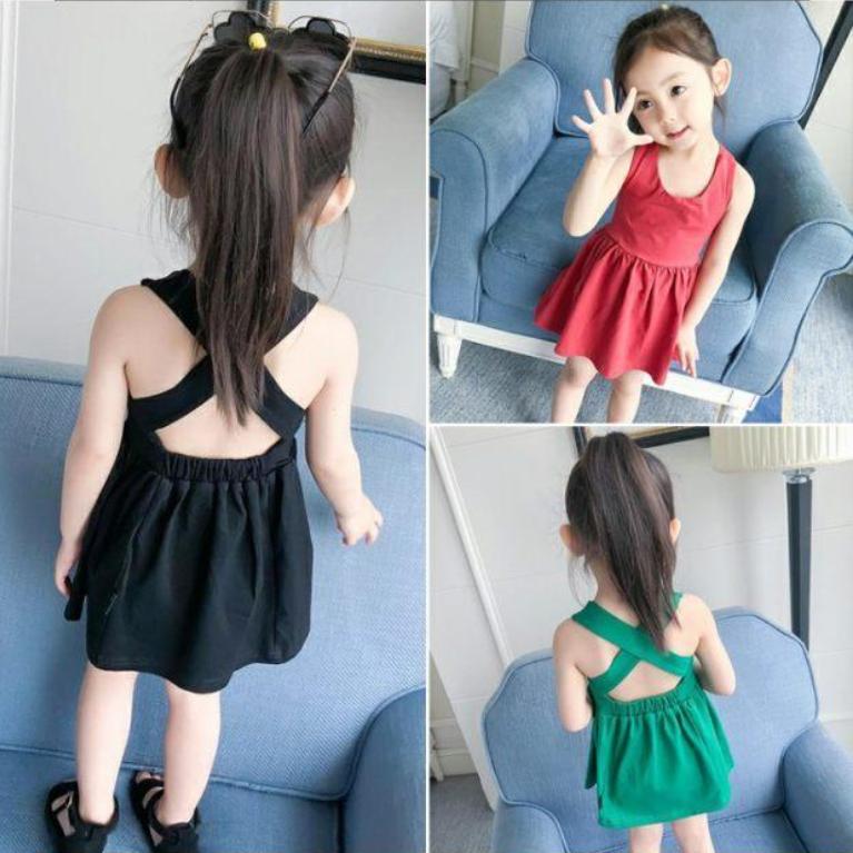 Children Dress Girls Summer Thin Dress Korean Princess Dress Halter Sleeveless Dress Camisole A-line Dress