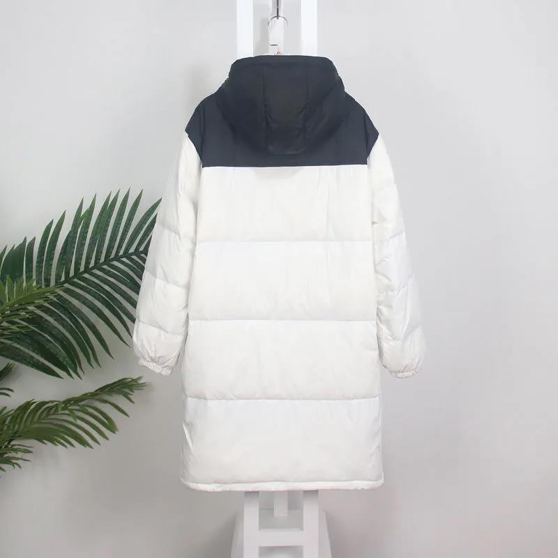 Couple Style Down Jacket Women Mid-length Korean Loose White Duck Down Color Matching Jacket