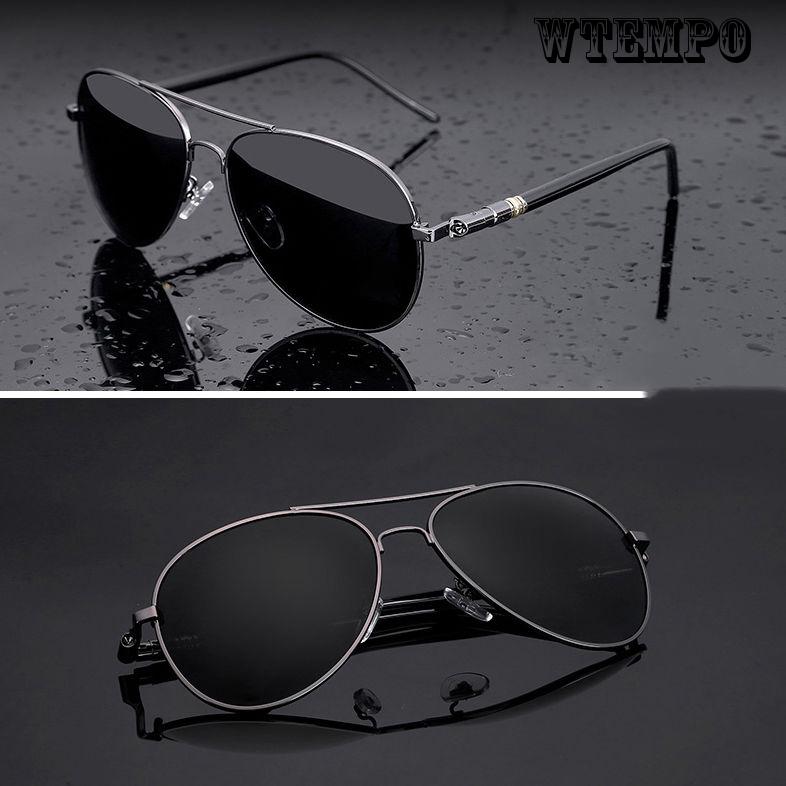 WTEMPO Men Aviation Metal Oversized Spring Leg Alloy Polarized Pilot Male Sun Glasses Driving