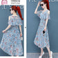 Temperament Floral Dress Women's Summer All-match Off-the-shoulder Waist-swinging Mid-length Chiffon A-line Skirt Fabric Light and Breathable