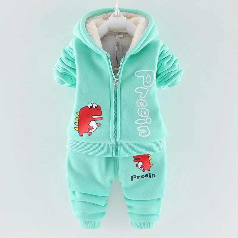 Gold Mink Velvet Bow Printing Children Plus Velvet Thick Solid Color Cute Suit Girl Baby Autumn and Winter Children's Hooded Suit Cotton Coat