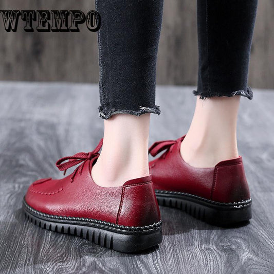 Women's casual shoes genuine leather women flat shoes  Plus Size mother flat shoes