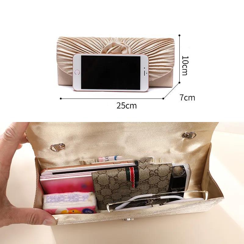Ladies Elegance Luxury Clutch Bag Shoulder Bag Pleated Satin Wedding Evening Banquet