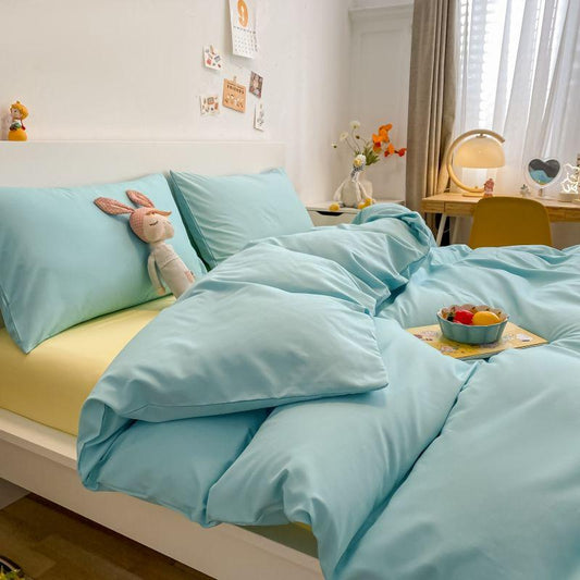 Daily INS Mixed Feng Shui Washing Cotton Bedding Sheets Bed Single Package Simple Four Sets of Home Bed Set
