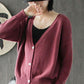Spring and Autumn Plus Size Women's Lazy Style Knitted Cardigan Jacket Loose Literary Buttons Casual Sweater