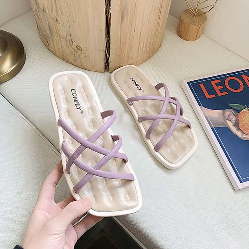 Ladies Sandals and Slippers for Outer Wear, Summer Korean Fashion Soft Bottom Non-slip Student Fairy Style Slippers