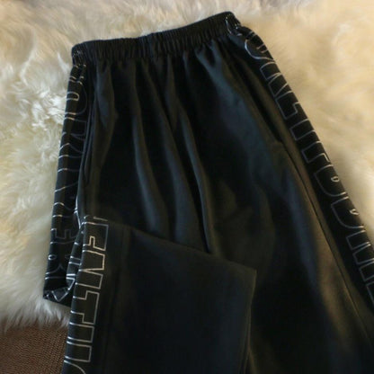Women's Summer Letter Wide Leg Pants Loose Ins High Street Vertical Straight Tube Men's and Women's Sports Casual Pants