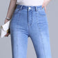 Nine Points Denim Short Pants Women Summer High Waist Loose Pants Trendy Straight Leg Pants Flared Pants
