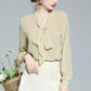Chiffon Shirt Women's Spring and Autumn Long Sleeve Striped Bow Top