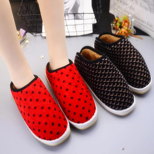 Handmade Beef Tendon Bottom Ladies Cotton Slippers Home Warm Shoes Winter Thickening Winter Half-heel Slippers