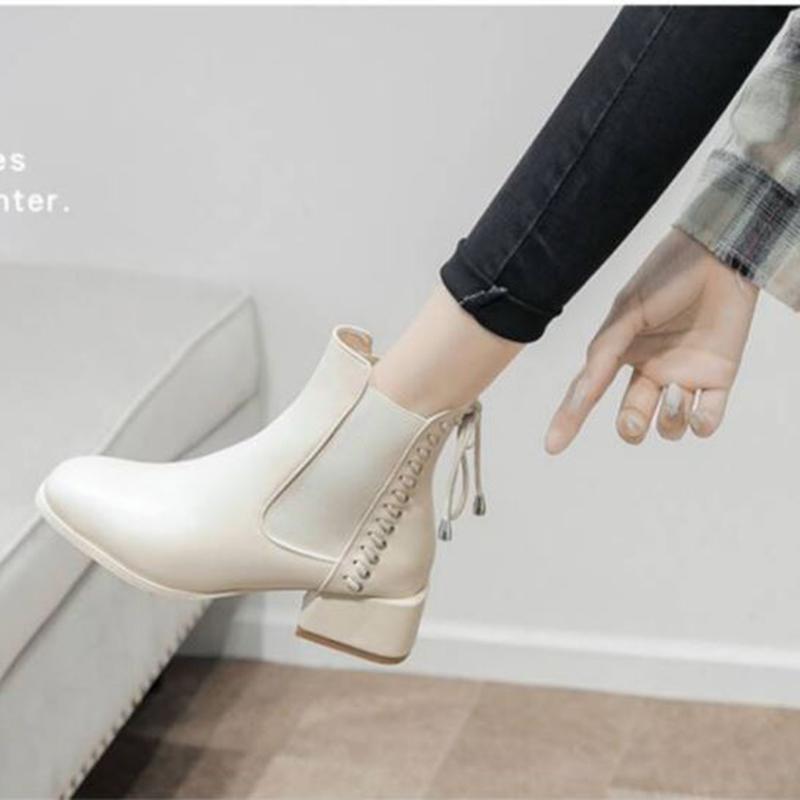 Women's Boots Mid-heel Thick-heeled High-heeled Shoes Spring Autumn All-match Single Boots Martin Boots Short Boots Women