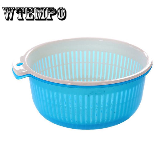 Double Plastic Drain Basket Wash Fruit Basket Kitchen Washing Basket