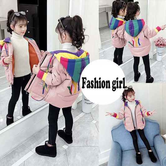 Children Winter Jacket for Girls Kids Hooded Warm Coats Hooded Cotton-Padded Jacket Kids Clothes