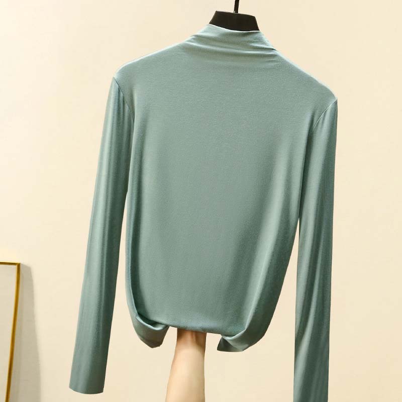 Spring New Women's Half Turtleneck Bottoming Shirt with A Slim Plus Size Top