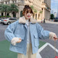 Women's Cotton-padded Jacket Japanese Sweet Coat Women's Lamb Wool Bread Coat Loose Women's Short Plus Velvet Warm Cotton-padded Coat