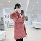 Trendy Fashion Waist Hooded Fur Collar Women's Down Jacket Autumn and Winter Plus Velvet Thickening Warm Loose Casual White Duck Down Down Jacket