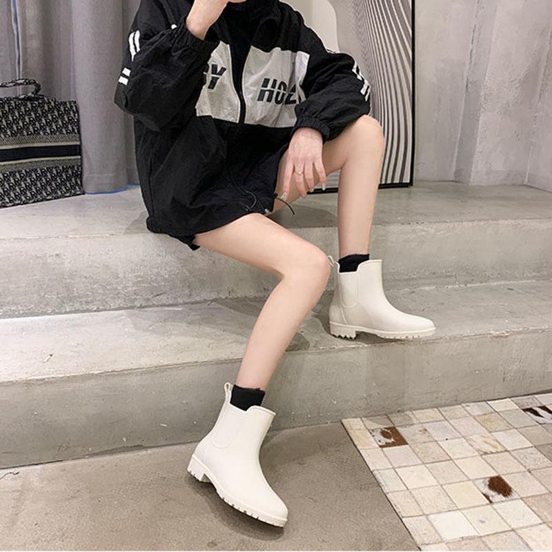 Rain Boots Female Adult Water Shoes Non-slip Waterproof Wear-resistant All-match Fashion Mid-tube Rain Boots