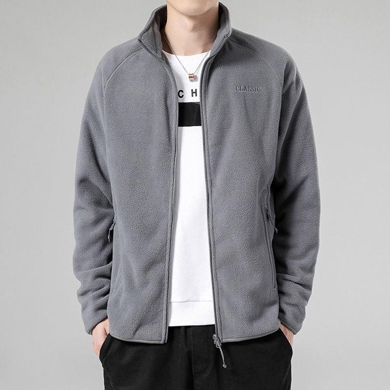 Warm Jacket Men's All-match Casual Loose Thickened Fleece Sports Cardigan Fleece Clothes Simple Men's Warm Short Jacket